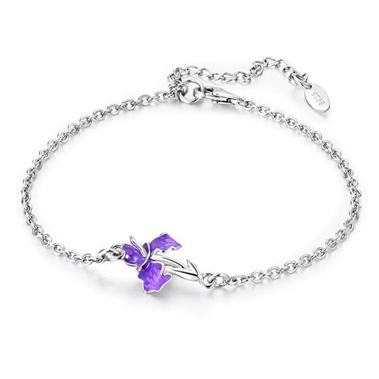 Elegant Purple Orchid Charm Bracelet