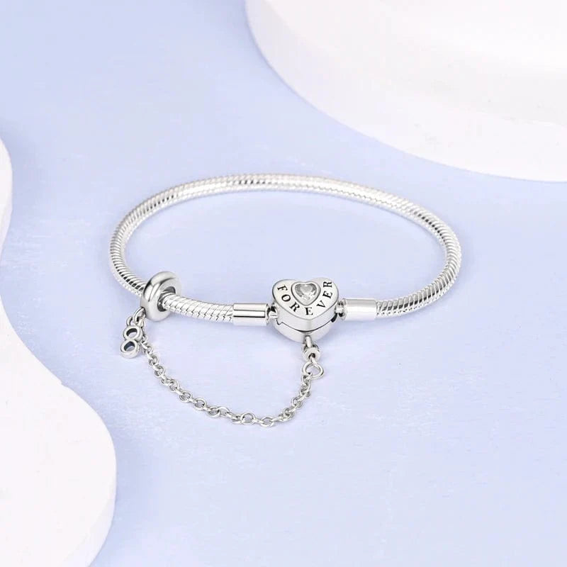 Forever Heart Bracelet with Safety Chain