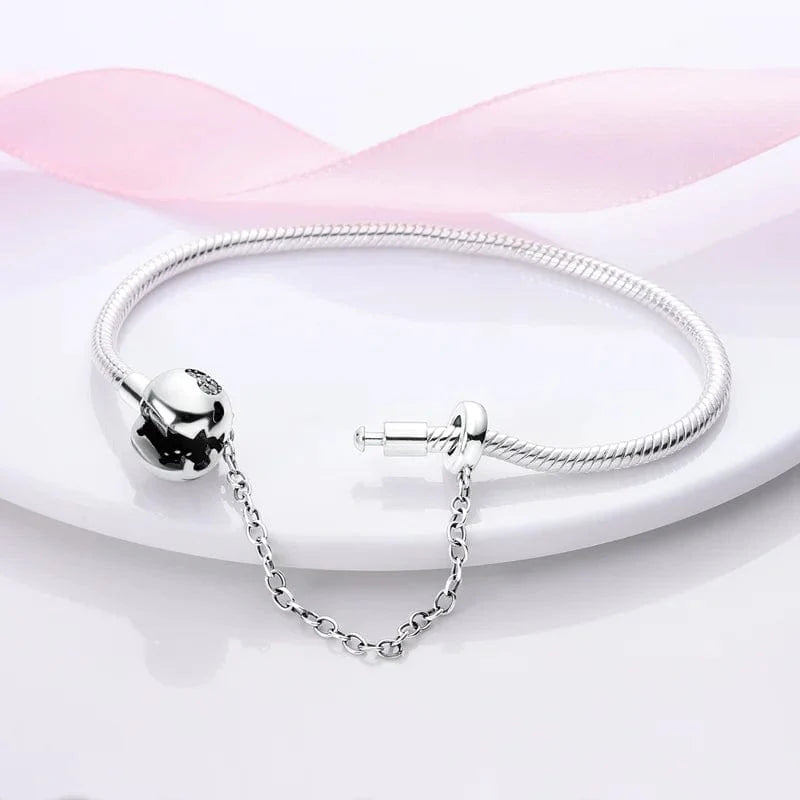 Forever Snake Chain Bracelet with Heart Clasp and Safety Chain