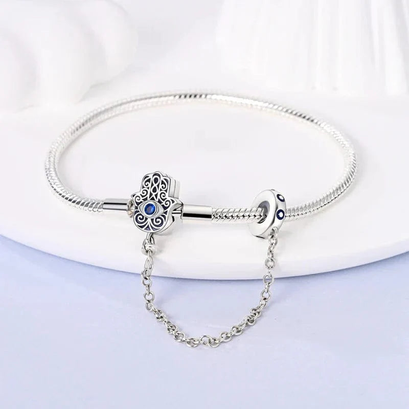 Hamsa Hand Bracelet with Evil Eye Protection Charm