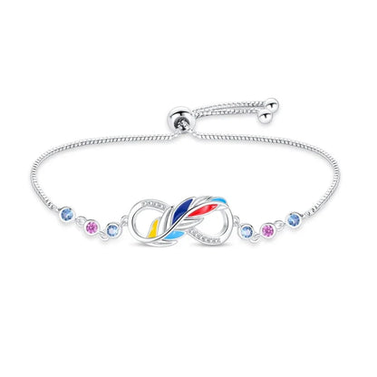 Infinity Bracelet with Vibrant Enamel and Gemstone Accents