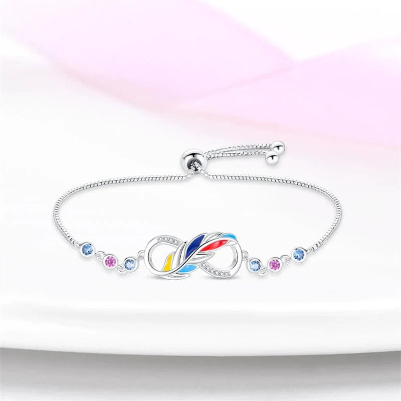 Infinity Bracelet with Vibrant Enamel and Gemstone Accents