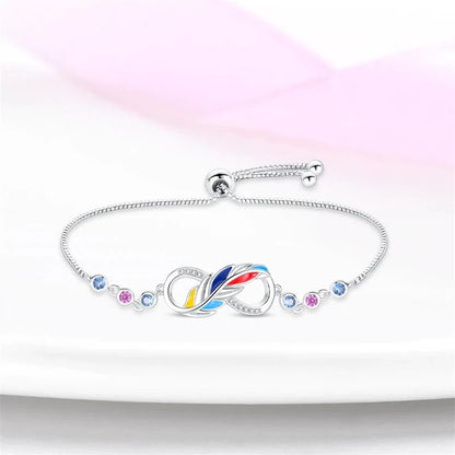 Infinity Bracelet with Vibrant Enamel and Gemstone Accents