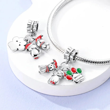 Christmas Kittens "Merry Christmas" Triple Dangle Charm