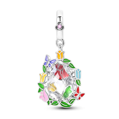 Butterflies Wreath with Crystal Dangle Charm