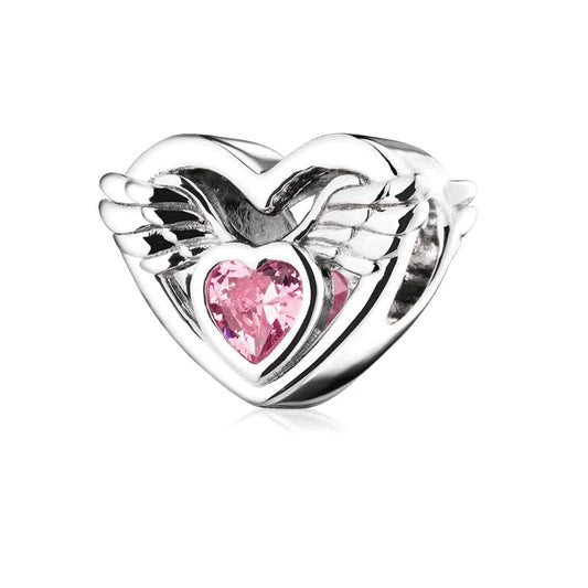 Angel Wings with Pink Heart Charm