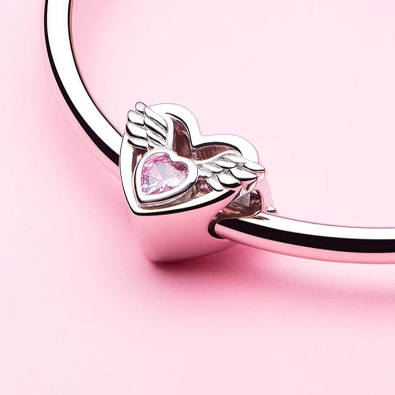 Angel Wings with Pink Heart Charm