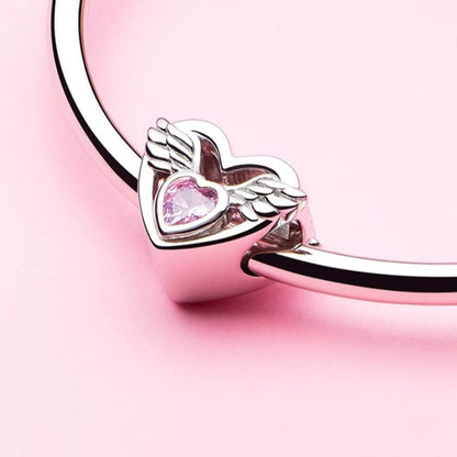 Angel Wings with Pink Heart Charm