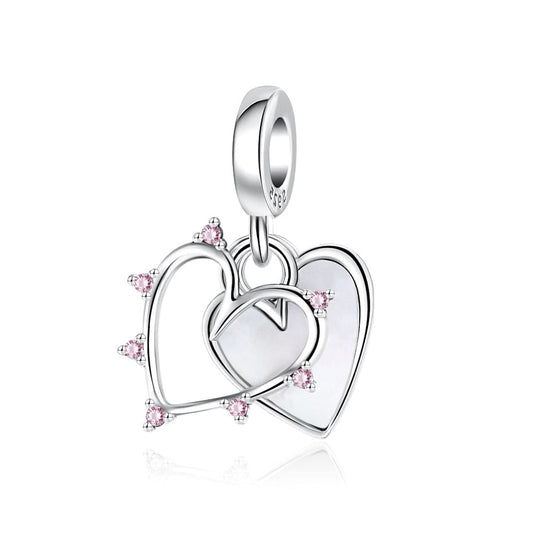 Intertwined Hearts with Pink Accents Charm