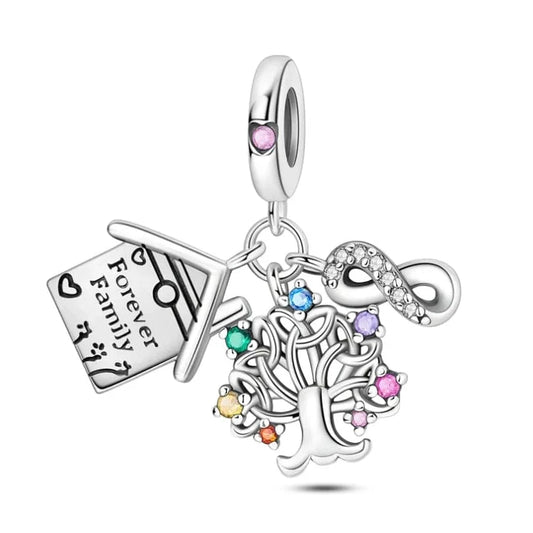 Forever Family Treehouse & Infinity Triple Dangle Charm