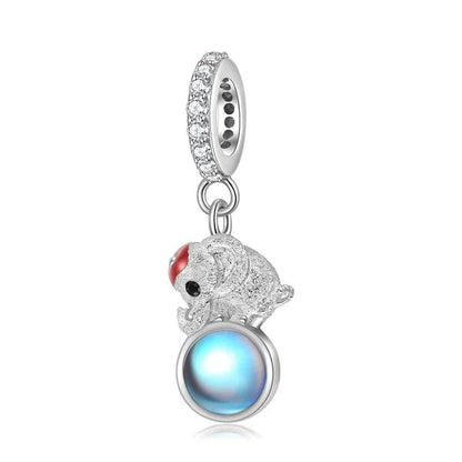 Crystal Elephant with Blue Orb Dangle Charm