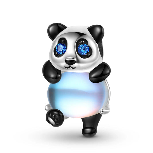 Cuddly Panda with a Brilliant Blue Orb Charm