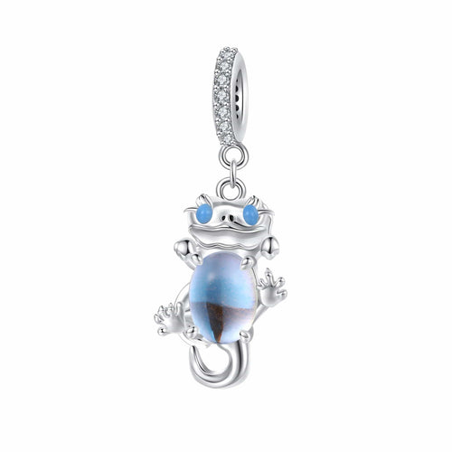 Smiling Lizard with Gemstone Belly Dangle Charm