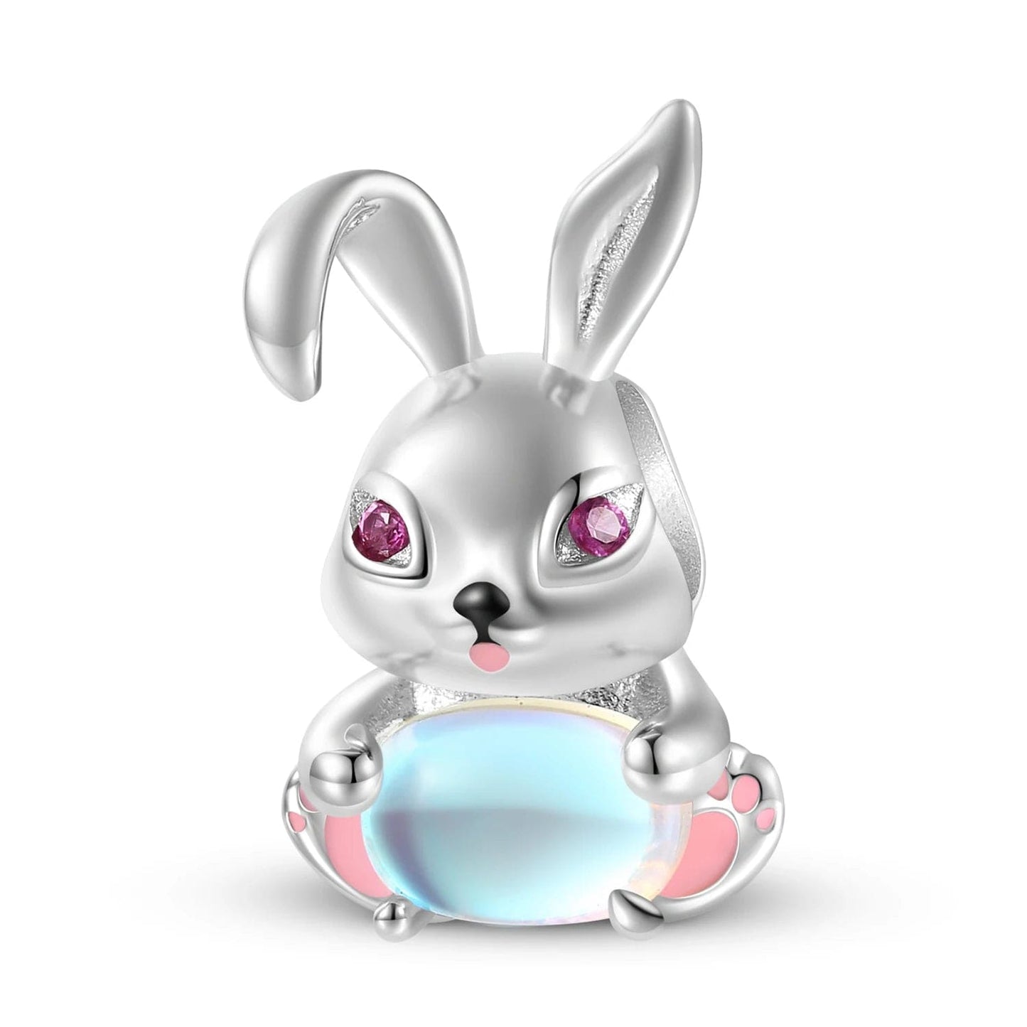 Bunny with Pink Gemstone Charm