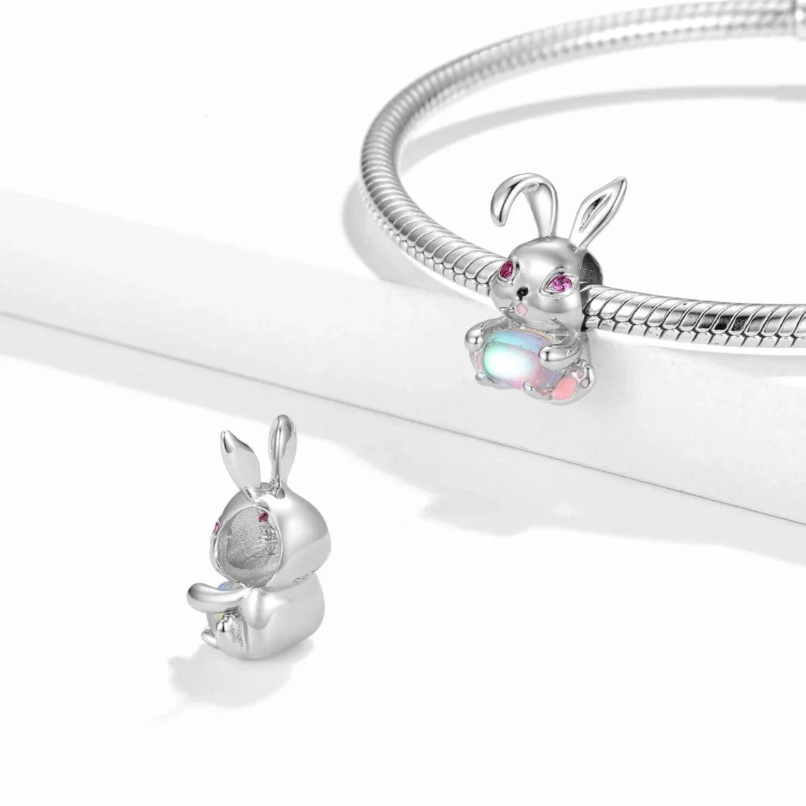 Bunny with Pink Gemstone Charm