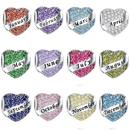 Sparkling Birthstone Heart Charms