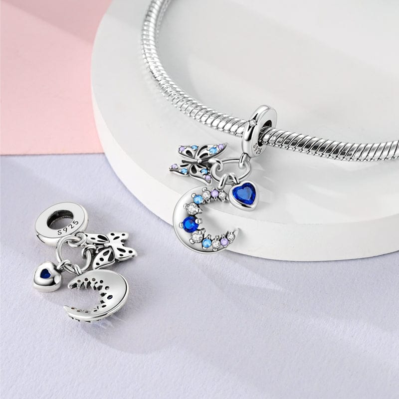 Mystic Moon, Heart และ Butterfly Triple Dangle Charm