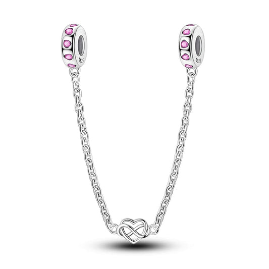 Pink Heart Gems & Infinity Love Safety Chain