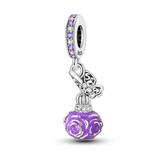 Butterfly & Purple Rose Perfume Bottle Charm