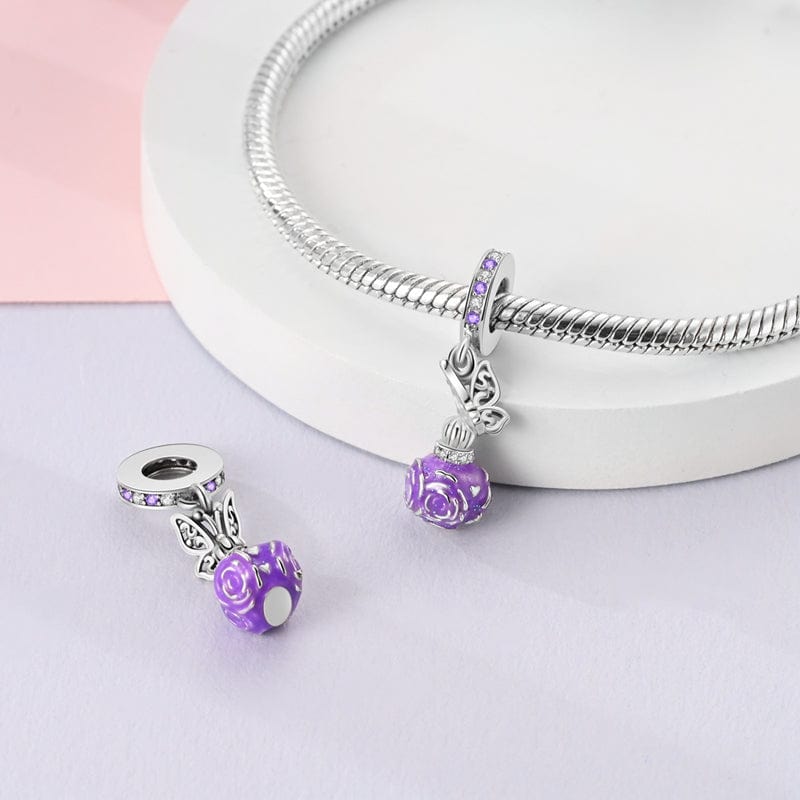 Butterfly & Purple Rose Perfume Bottle Charm