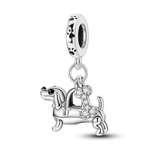 Dachshund & Bone Double Dangle Charm