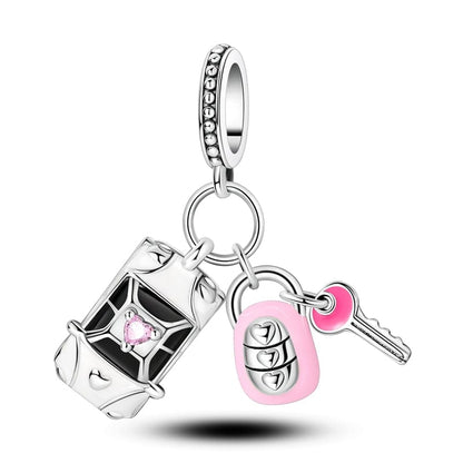 Car, Key & Remote Drive Triple Dangle Charm