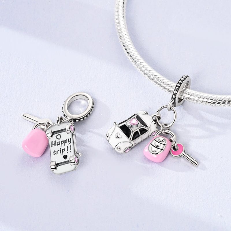 Car, Key & Remote Drive Triple Dangle Charm