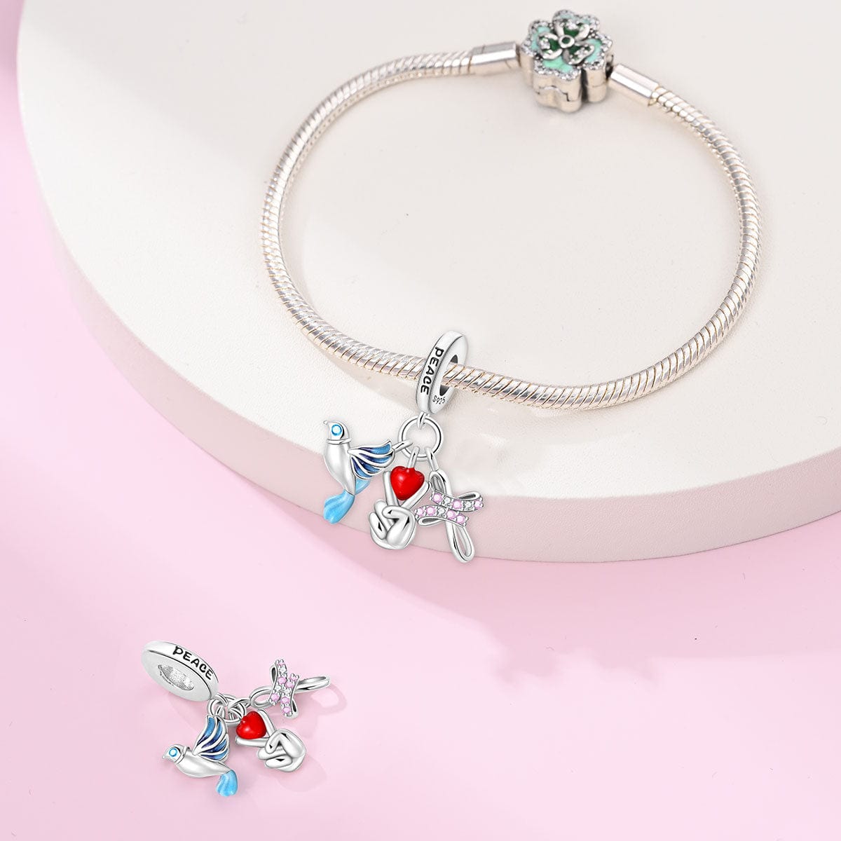 Dove, Heart & Hope Peace Charm