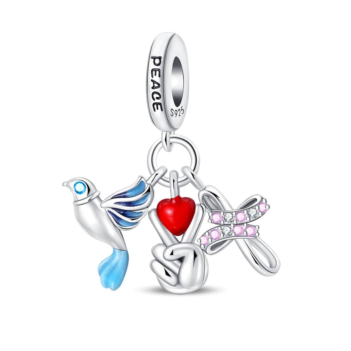 Dove, Heart & Hope Peace Charm