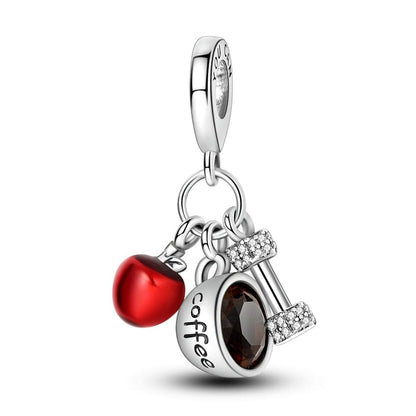 Apple, Coffee, & Dumbbell Fitness Charm