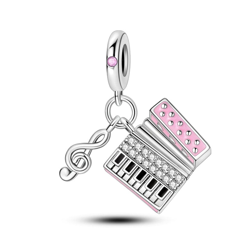 หีบเพลงดนตรีและ Treble Clef Double Dangle Charm