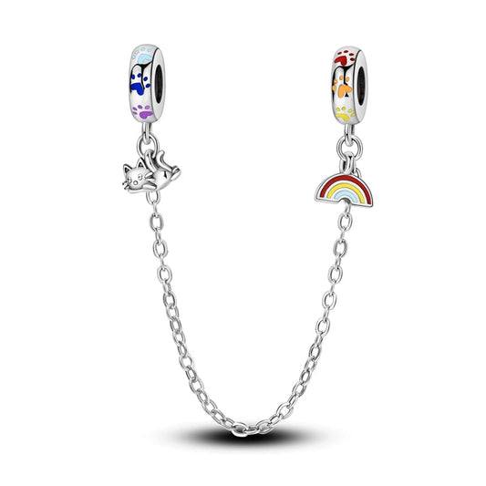 Rainbow and Playful Cat Safety Chain