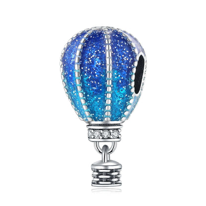 Blue Glitter Hot Air Balloon Charm