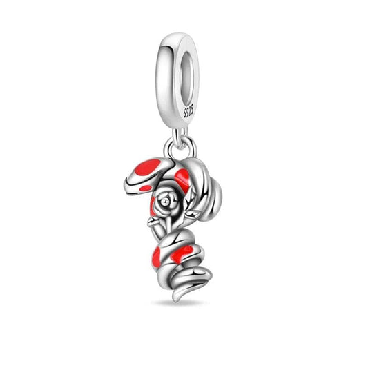 Twisting Snake & Rose Dangle Charm