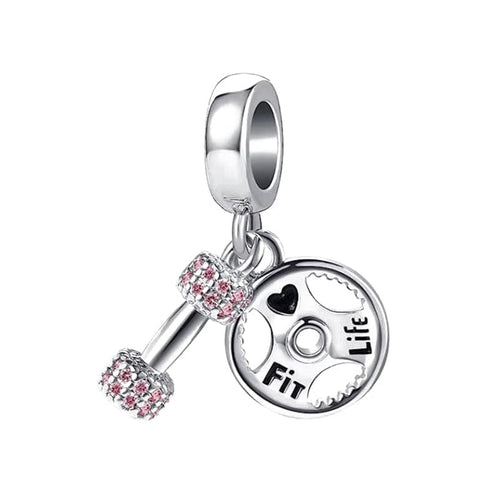 Fit Life Dumbbell & Weight Plate Dangle Charm