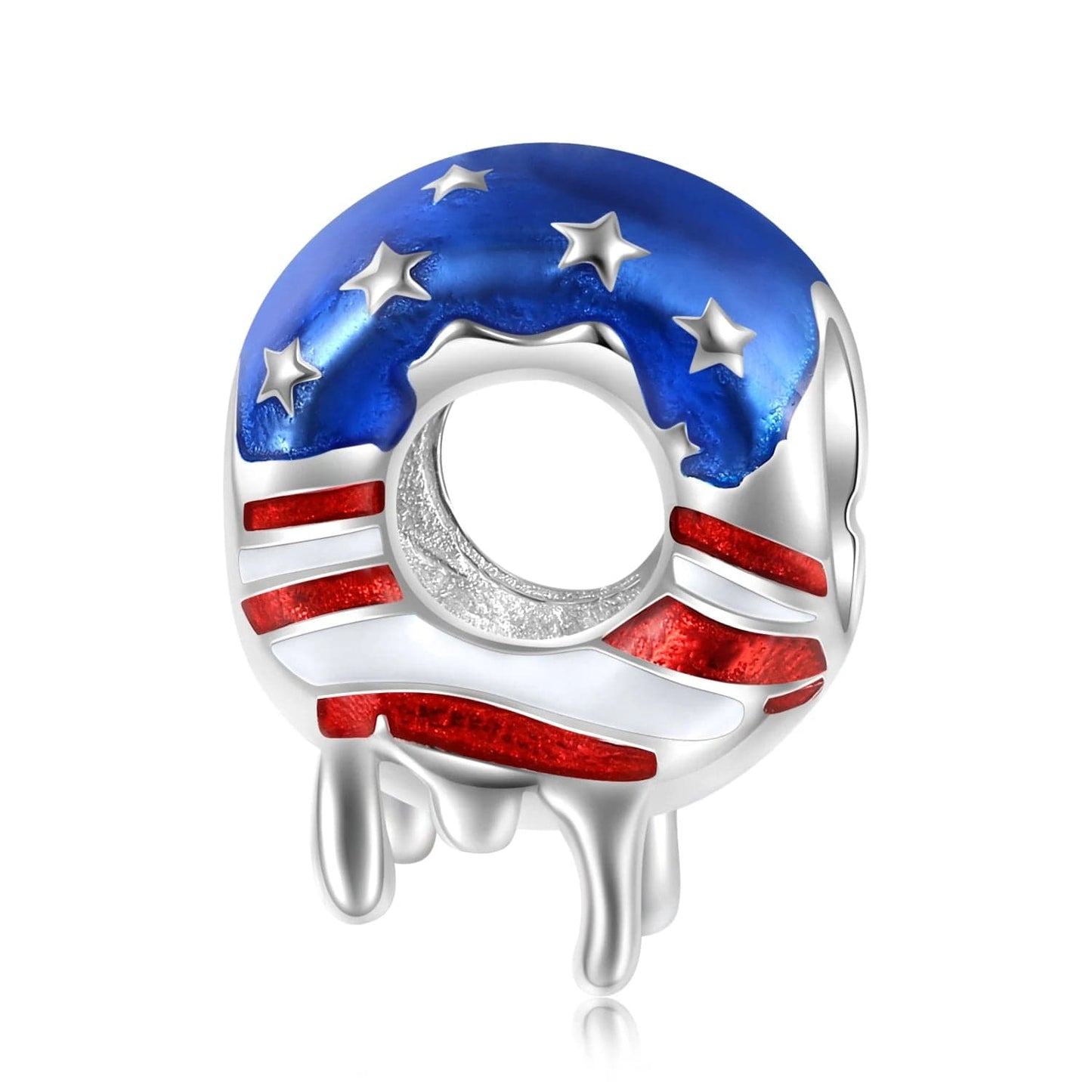 USA Flag Dripping Donut Charm