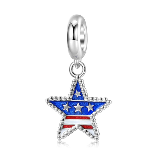 American Flag Star Dangle Charm