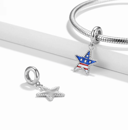 American Flag Star Dangle Charm