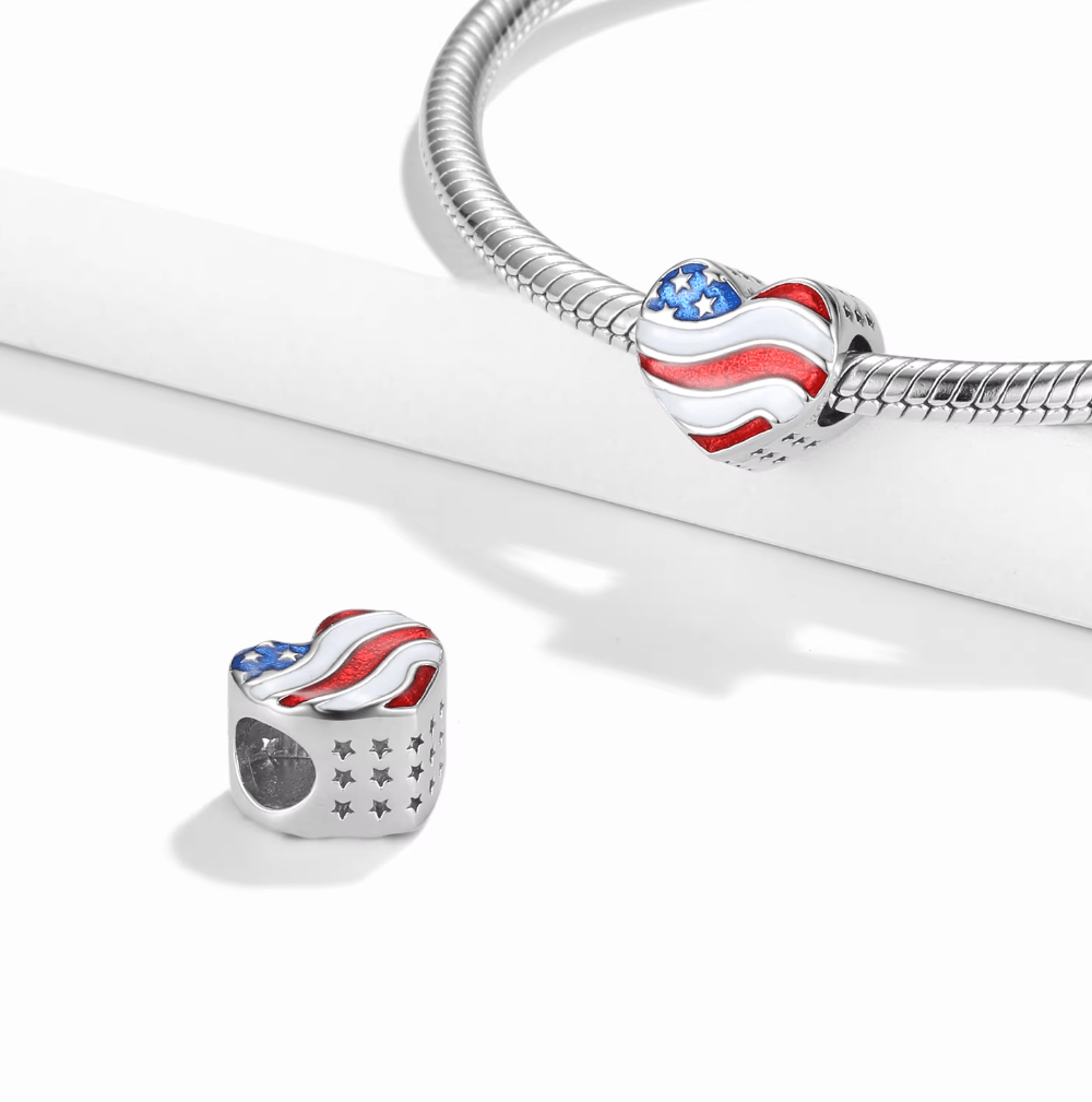 USA Heart Flag Charm