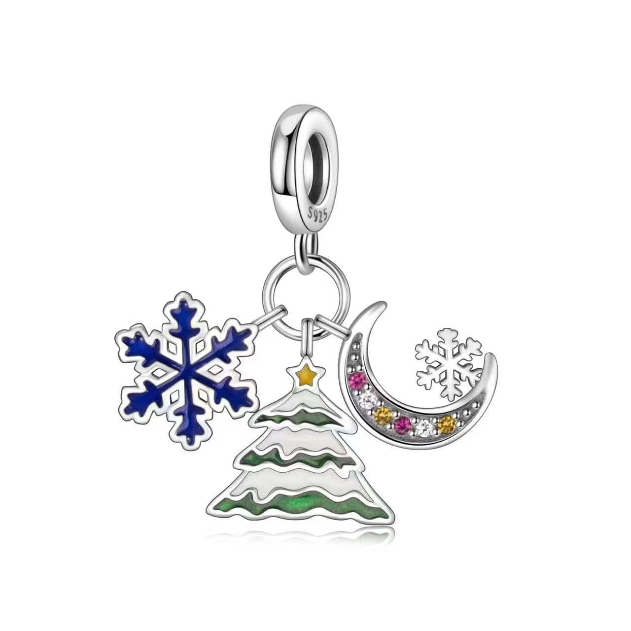 Moonlit Christmas Tree & Snowflake Charm