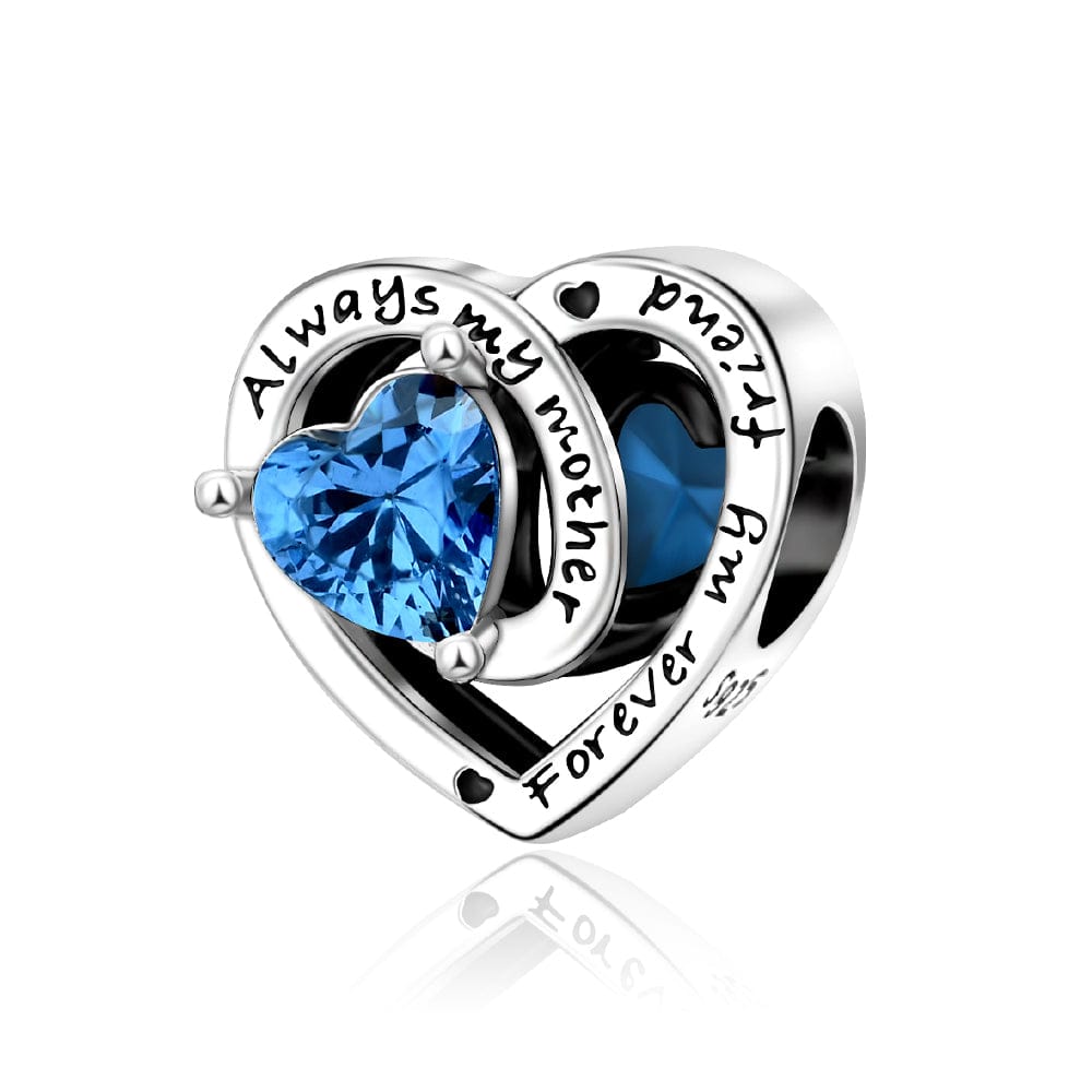 Always My Mother, Forever My Friend Birthstone Heart Charm