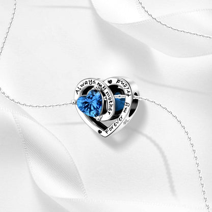 Always My Mother, Forever My Friend Birthstone Heart Charm