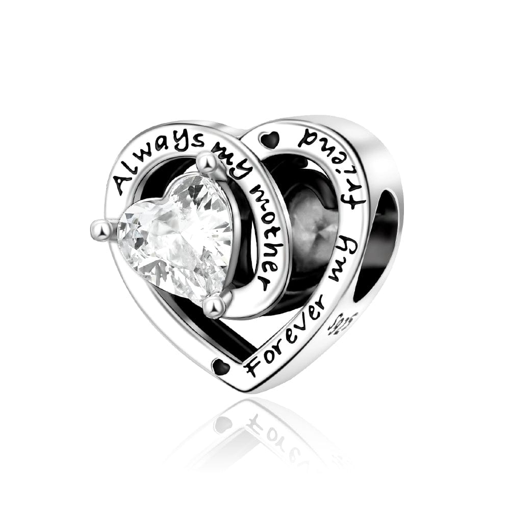 Always My Mother, Forever My Friend Birthstone Heart Charm