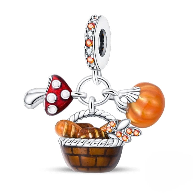 Autumn Basket Mushroom, Bread & Pumpkin Charm