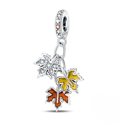 Autumn Maple Leaves Dangle Charm