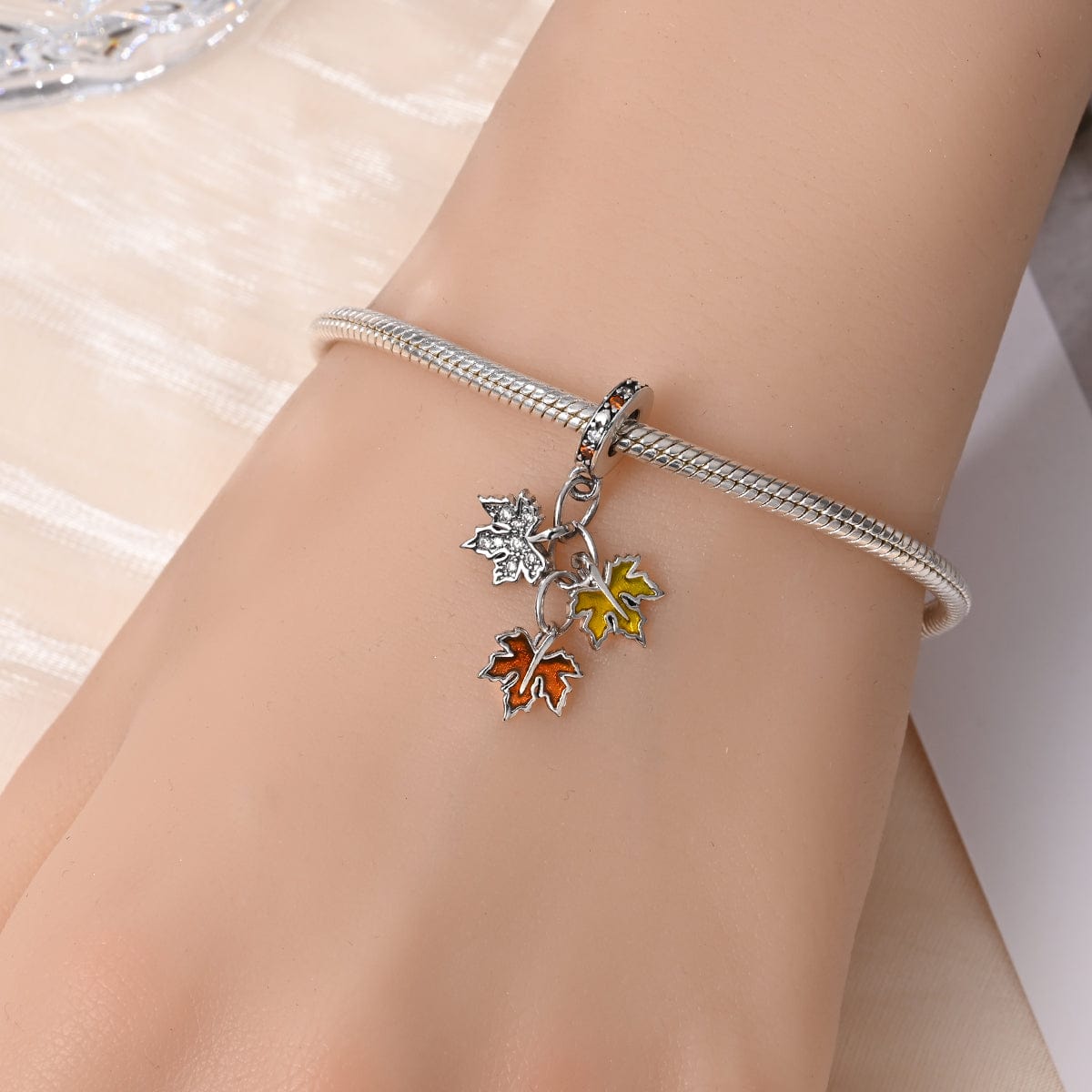 Autumn Maple Leaves Dangle Charm