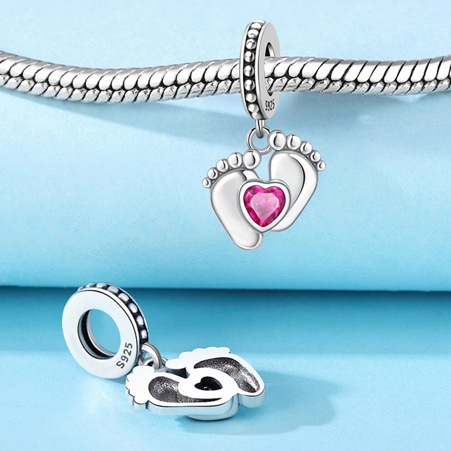 Baby Steps Heart Gemstone Charm