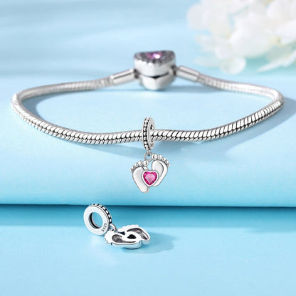 Baby Steps Heart Gemstone Charm