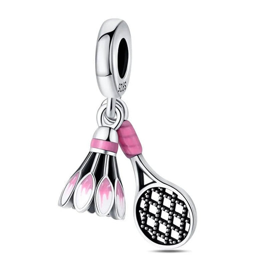 Badminton Racket & Birdie Dangle Charm