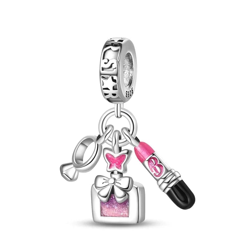 Barbie Mirror, Perfume, Pink Lipstick Charm